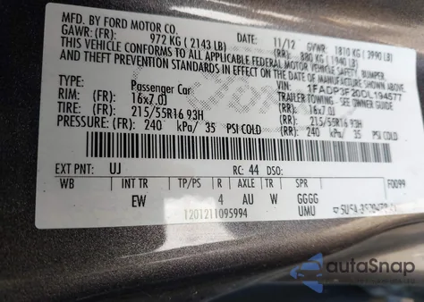 2013 Ford Focus Se z USA, uszkodzony, nr VIN 1FADP3F20DL194577